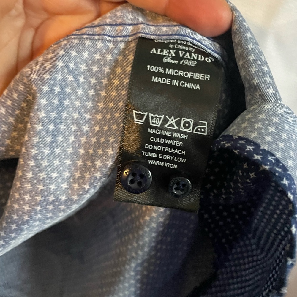Blue Patterned Button-Up Shirt - Picture 6 of 9